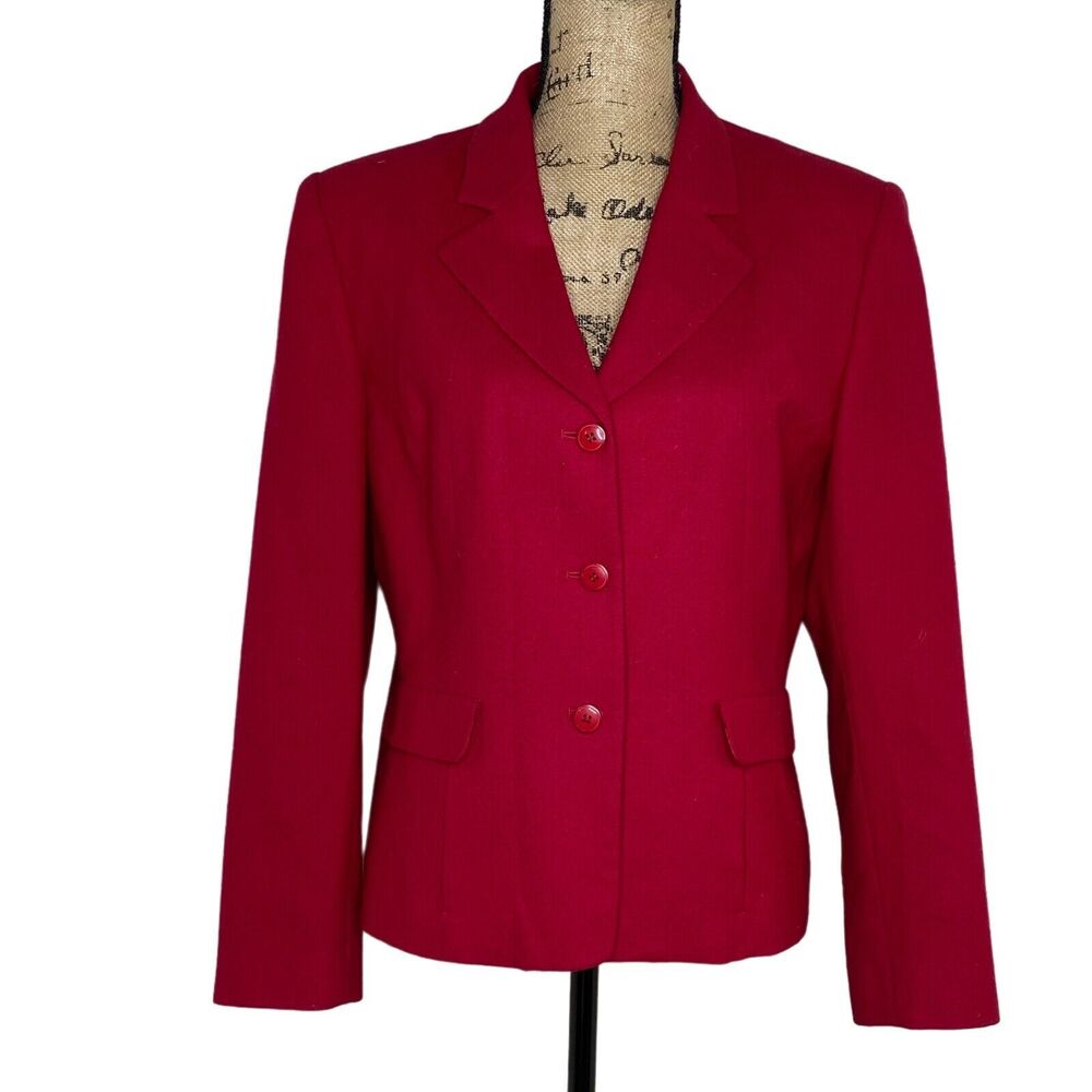 Vtg Pendleton Blazer Womens Sz 12 Red 100% Virgin Wool USA Damaged Craft READ